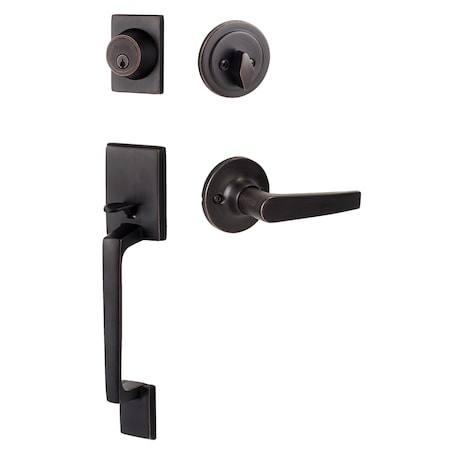 Sure-Loc Hardware Sure-Loc Hardware Coronado Handleset with Round Thumb Turn, Cedar Handleset Trim, Vintage Bronze CN507-R-CD 11P